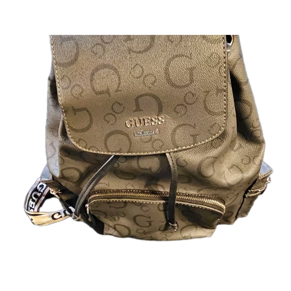 GUESS Bethesda Women's Logo Backpack Black Tan 1-00754 Medium